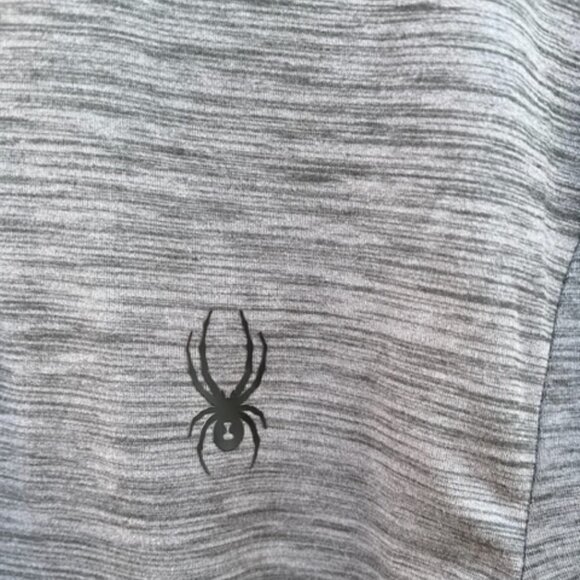 Spyder NWT Shirt Men's Mock Neck Long Sleeve Active Pro Web Grey Stretch Sz Med - Picture 3 of 9